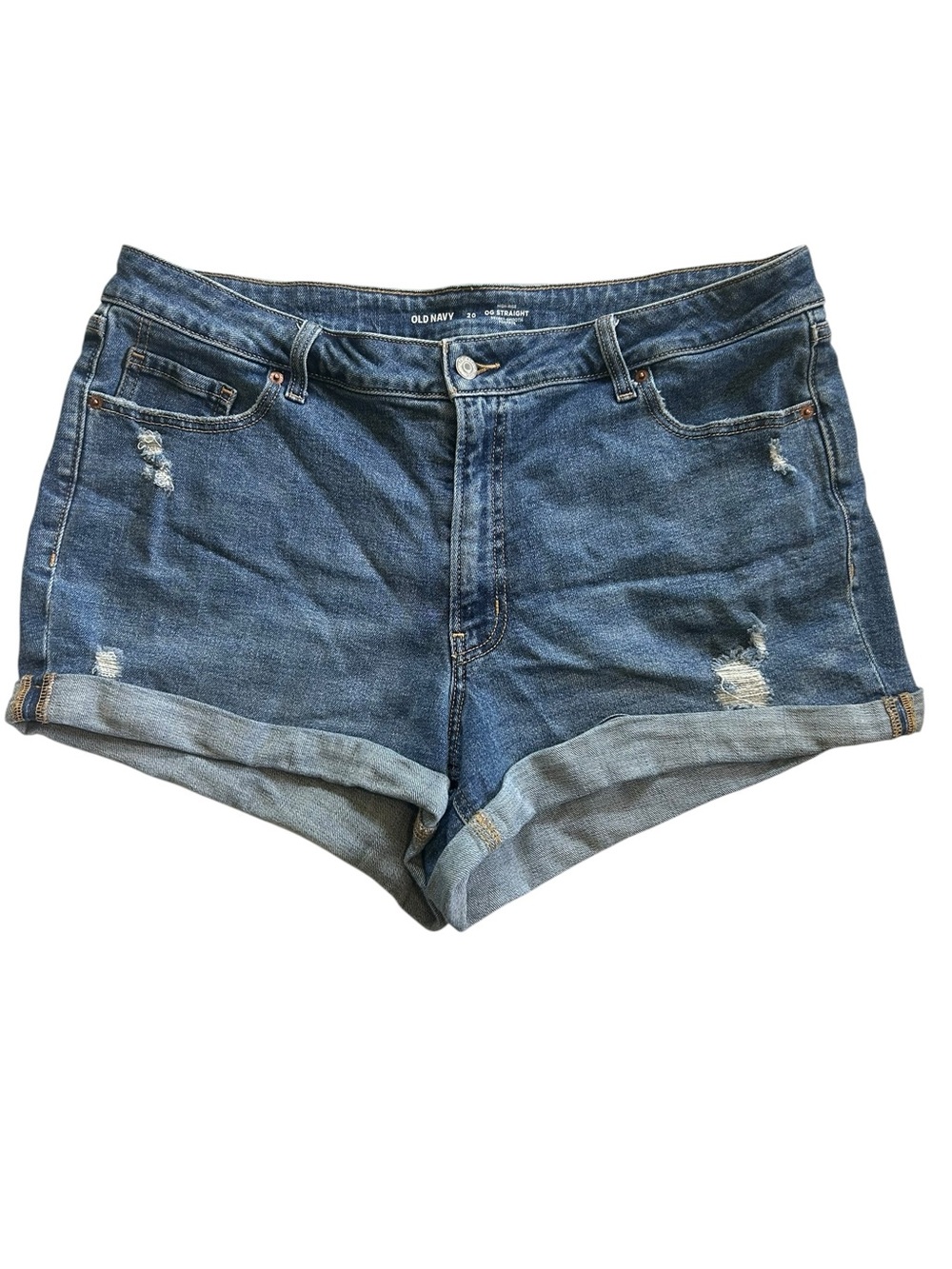Old Navy High Rise OG Straight Secret Smooth Pocket Cuffed Jean Shorts 20